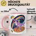Katzen Tasse Geschenk Katze reitet Dinosaurier & isst Pizza Rosa Trendation