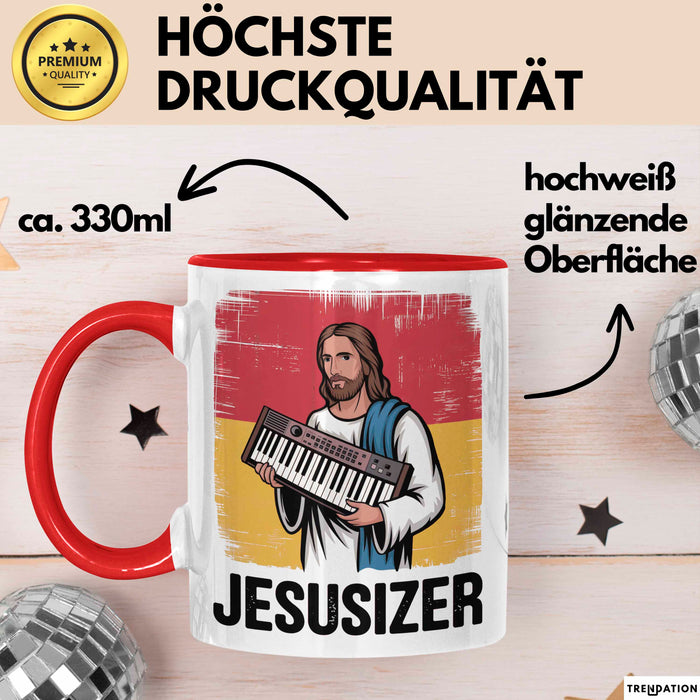 Jesus Keyboardspieler Tasse Geschenk Jesusizer Christlicher Geschenkidee Lustig Rot Trendation