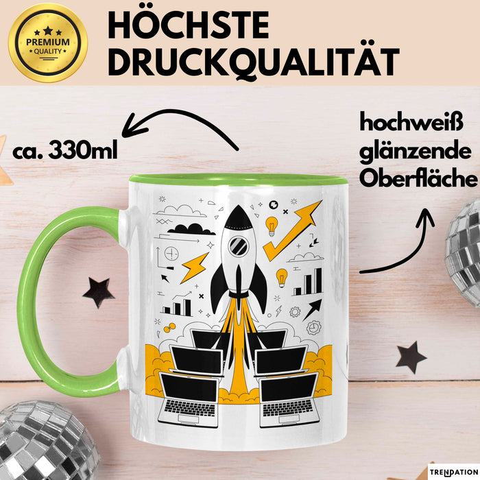 Startup Gründer Tasse Geschenk Lustige Geschenkidee Spruch Für Hustle Erbauer Grün Trendation