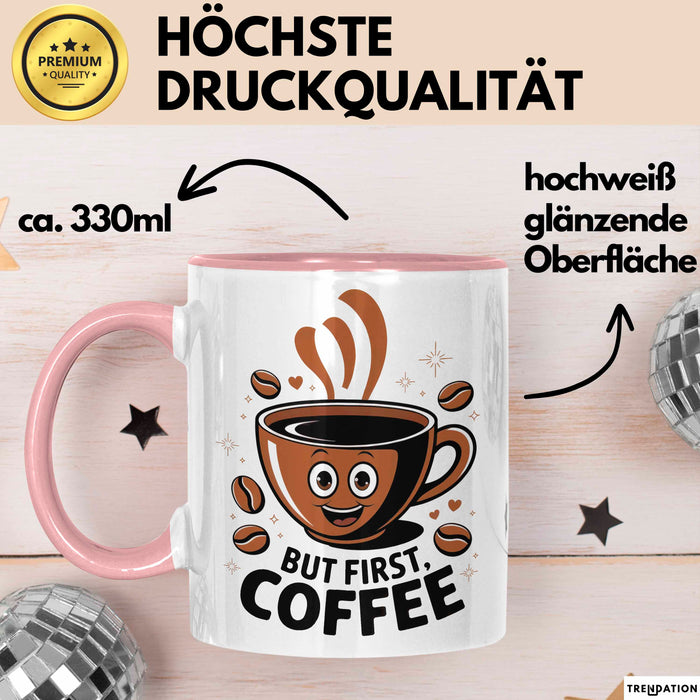 Kaffee Süchtiger Tasse Geschenk Lustige Geschenkidee Spruch Für Koffein Liebhaber Rosa Trendation