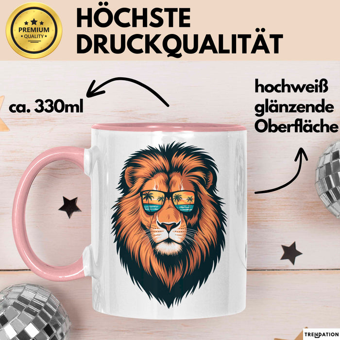 Löwenkunst Sonnenbrille Tasse Geschenk Lustige Geschenkidee Spruch Rosa Trendation