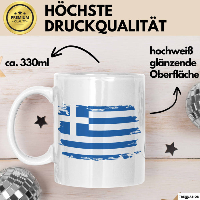 Griechenland Tasse Geschenk Grieche Flagge Kaffee-Becher Weiß Trendation