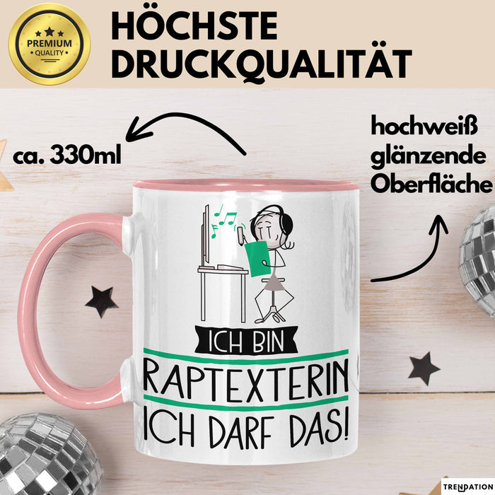 Geschenk für Raptexterin Tasse Lustige Geschenkidee Geburtstag Ich Bin Raptexterin Ich Darf Das Rosa Trendation