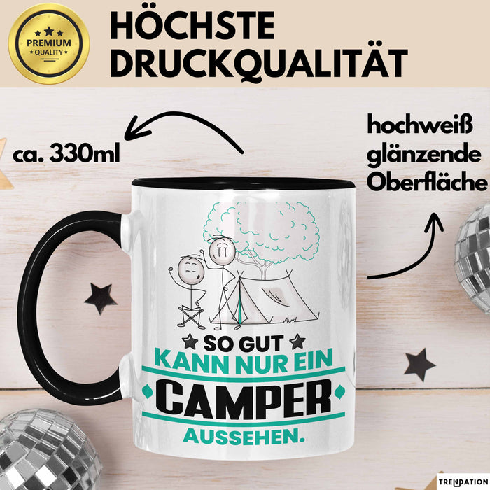 Camper Geschenk Tasse So Gut Kann Nur Ein Camper Aussehen Geschenkidee Kaffee-Becher Schwarz Trendation