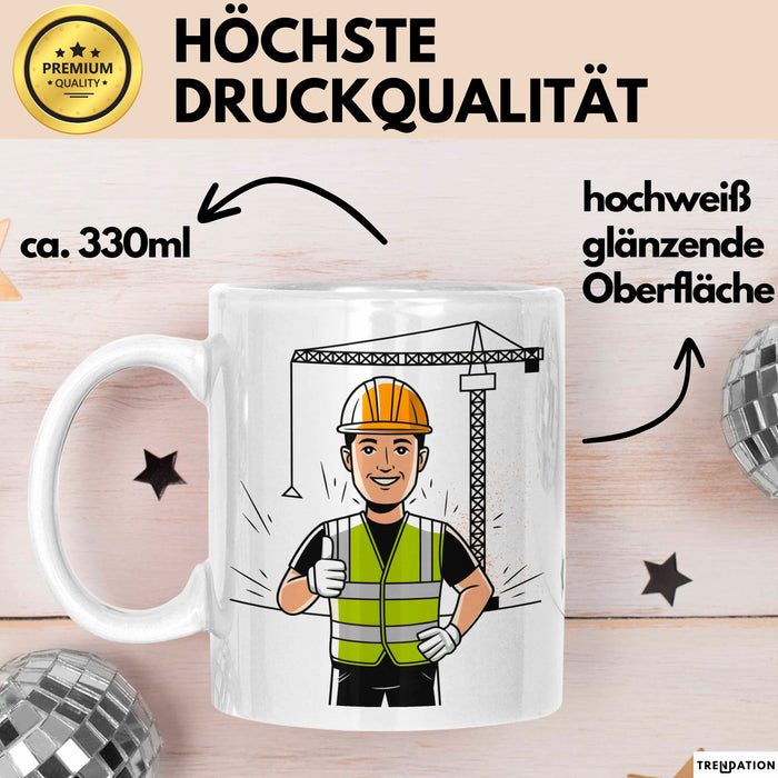 Bauarbeiter Tasse Geschenk Lustige Geschenkidee Spruch Für Bau Profis Weiß Trendation