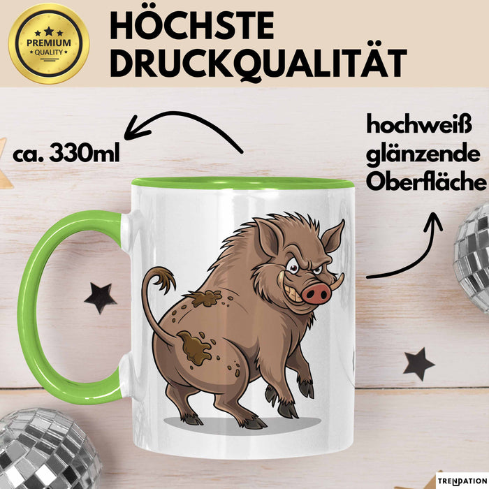 Wildschweinjagd Tasse Geschenk für Schwarzwildjäger Spruch Grün Trendation