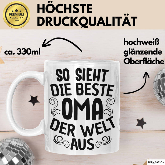 Oma Tasse Geschenk So Sieht Die Beste Oma Der Welt Aus Muttertag Weiß Trendation