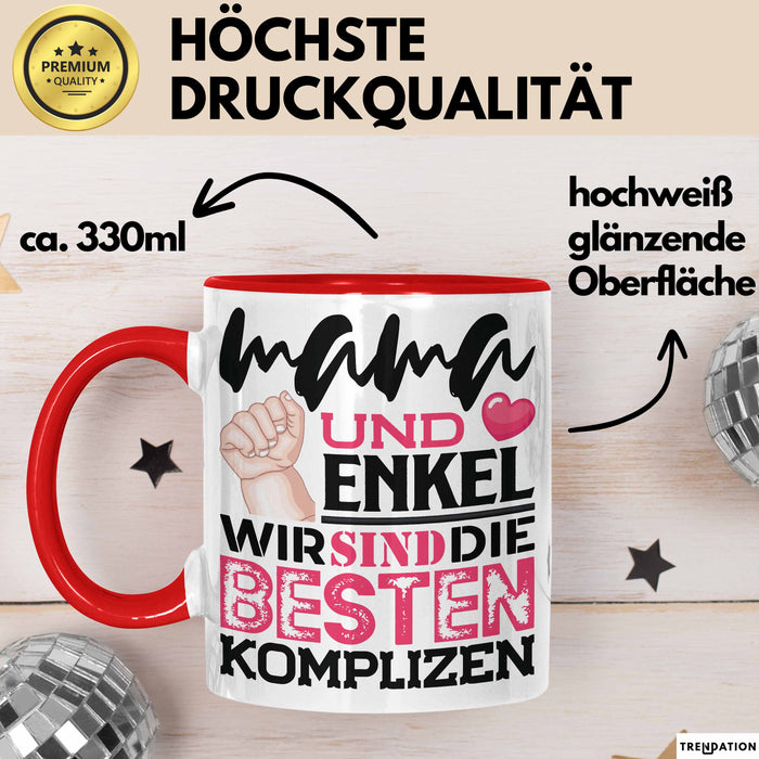 Mama Und Enkel Tasse Geschenk Beste Komplizen Lustiger Spruch Rot Trendation