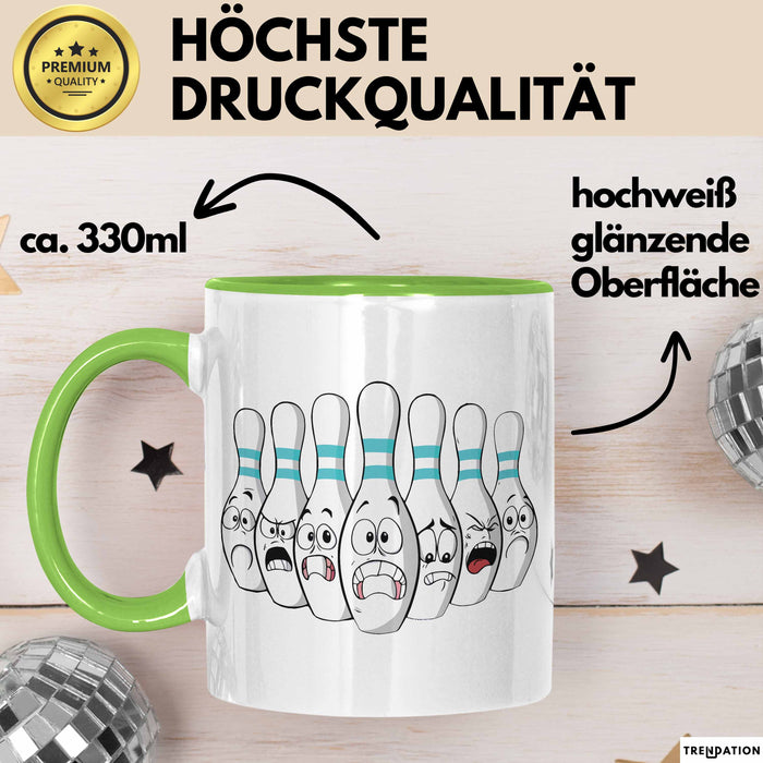Bowling Tasse Geschenk Bowling-Spieler Geschenkidee Grün Trendation