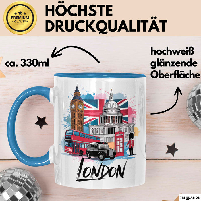 England London Tasse Geschenk Lustige Geschenkidee Spruch Blau Trendation