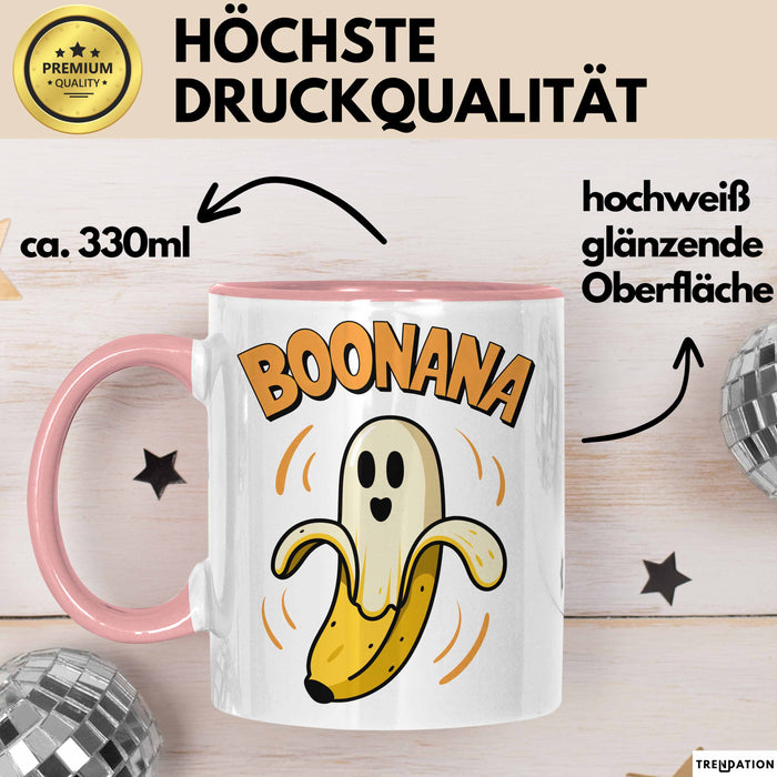 Banane Halloween Feier Tasse Geschenk Lustige Geschenkidee Spruch Boonana Rosa Trendation
