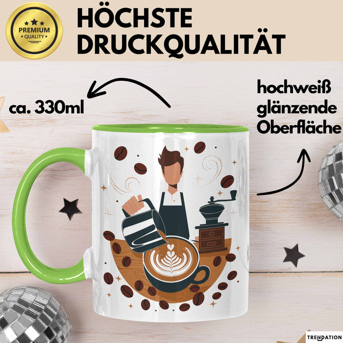 Barista Tasse Geschenk Lustige Geschenkidee Spruch Für Kaffee Liebhaber Grün Trendation