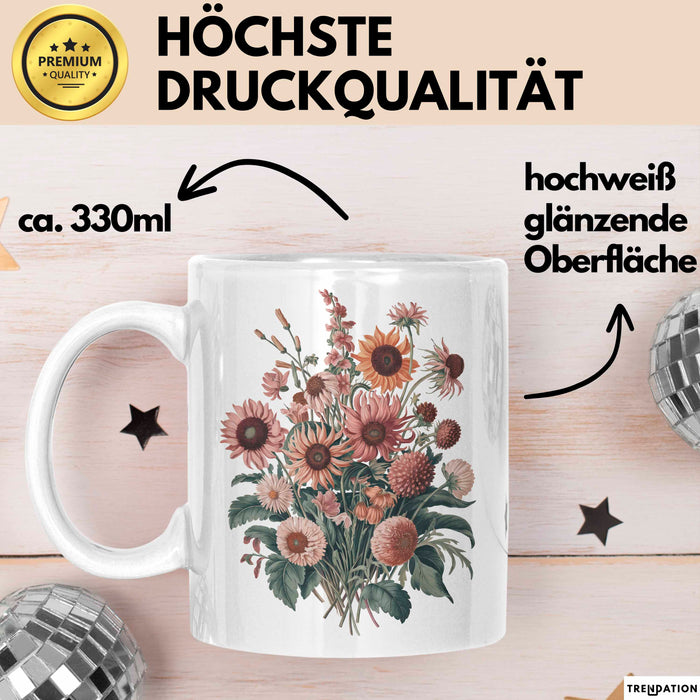 Botanische Blumen Tasse Geschenk Lustige Geschenkidee Spruch Weiß Trendation