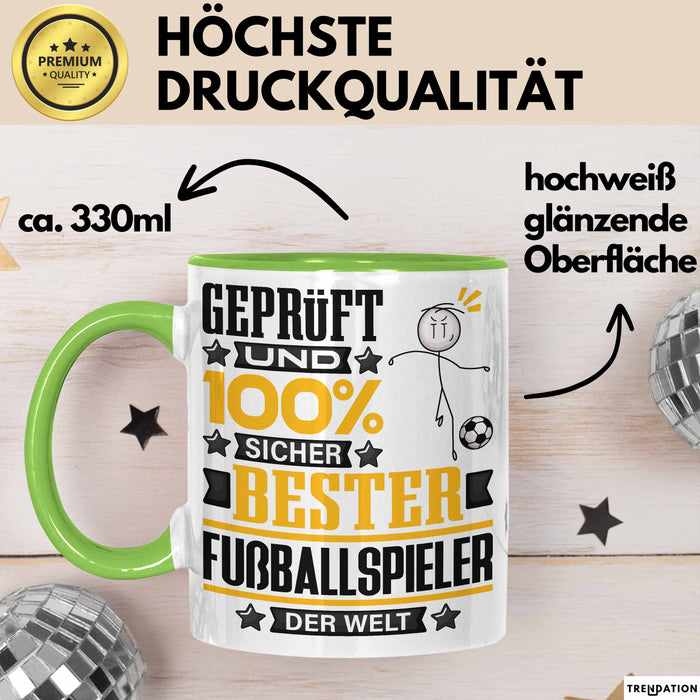 Fußballspieler Geschenk Lustiger Spruch für Fußballspieler Geschenkidee Bester Fußballspieler Der Welt Grün Trendation
