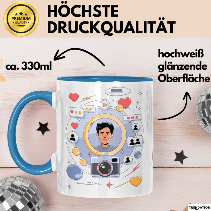 Content Creator Tasse Geschenk Lustige Geschenkidee Spruch Für Digitale Macher Blau Trendation