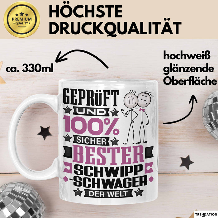 Schwippschwager Geschenk Lustiger Spruch für Schwippschwager Geschenkidee Bester Schwippschwager Der Welt Weiß Trendation