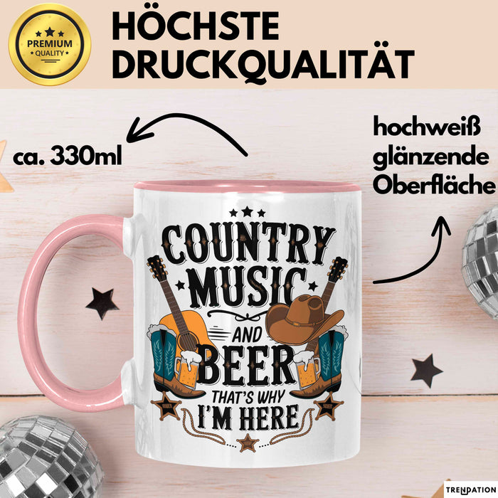 Country Musik Bier Tasse Geschenk Lustige Geschenkidee Rosa Trendation