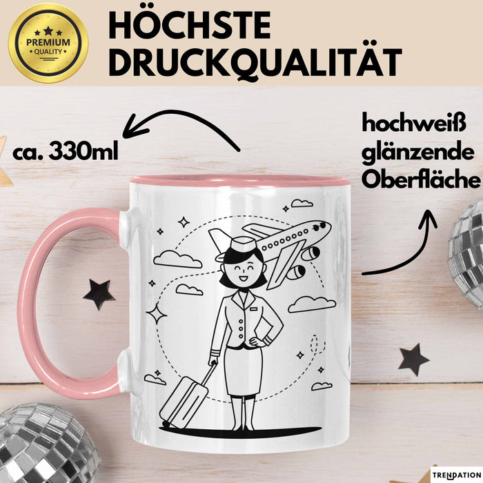Flugbegleiter Tasse Geschenk Lustige Geschenkidee Spruch Für Reise Crew Rosa Trendation