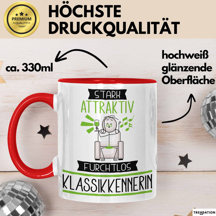 Klassikkennerin Tasse Geschenk Becher Stark Attraktiv Furchtlos Klassikkennerin Lustige Geschenkidee Rot Trendation