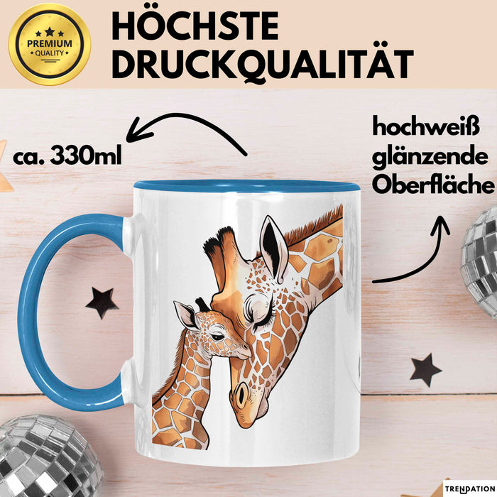 Giraffenmama Tasse Geschenk Lustige Geschenkidee Spruch Blau Trendation