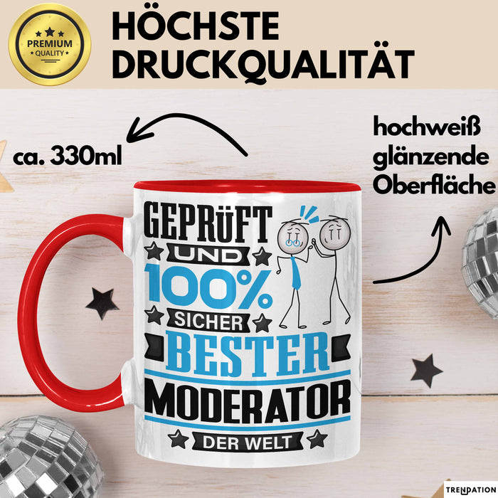Moderator Geschenk Lustiger Spruch für Moderator Geschenkidee Bester Moderator Der Welt Rot Trendation