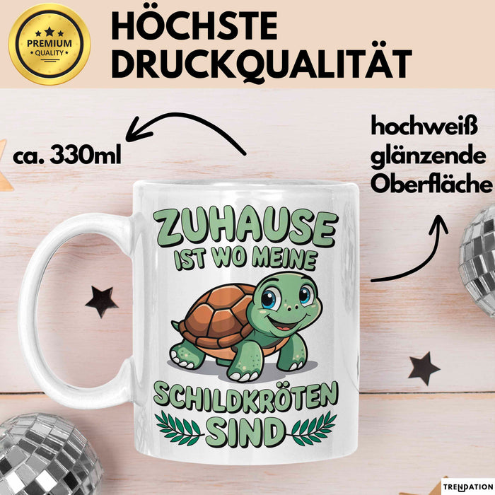 Schildkröte Tierliebhaber Tasse Geschenk Lustige Geschenkidee Spruch Zuhause Ist Wo Meine Schildkröten Sind Weiß Trendation