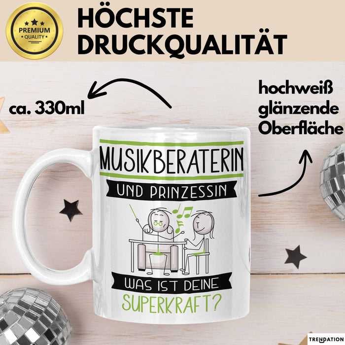 Musikberaterin Und Prinzessin Tasse Geschenk Für Eine Musikberaterin Geburtstag Was Ist Deine Superkraft Weiß Trendation