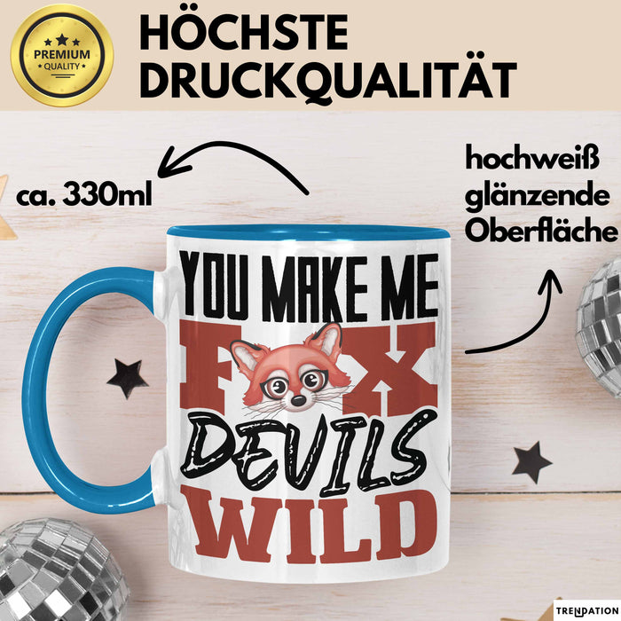 Fuchs Tasse Geschenk Fox Devils Wild Spruch Lustige Geschenkidee Blau Trendation
