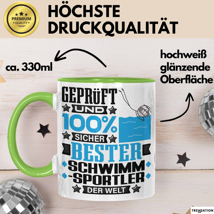 Schwimmsportler Geschenk Lustiger Spruch für Schwimmsportler Geschenkidee Bester Schwimmsportler Der Welt Grün Trendation