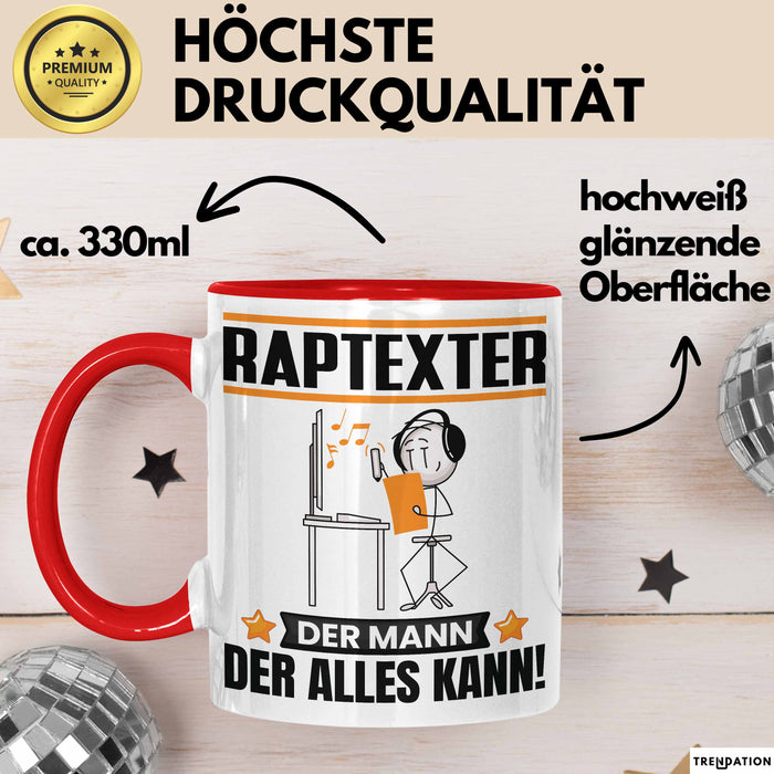 Raptexter Tasse Geschenk für Raptexter Der Mann Der Alles Kann Geschenkidee zum Geburtstag Rot Trendation
