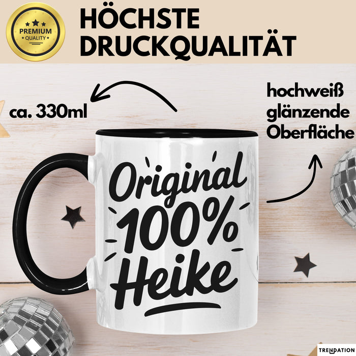 Heike Tasse Geschenk Original 100% Heike Geschenkidee Geburtstag Schwarz Trendation