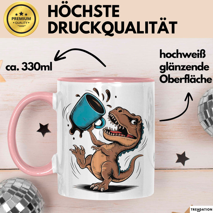 Dinosaurier Fan Tasse Geschenkidee für Urzeit Fans Rosa Trendation