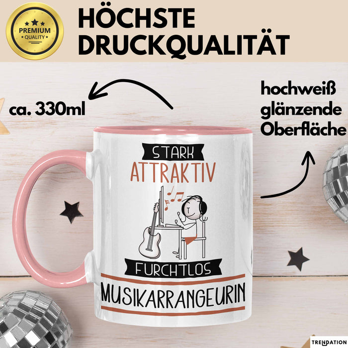 Musikarrangeurin Tasse Geschenk Becher Stark Attraktiv Furchtlos Musikarrangeurin Lustige Geschenkidee Rosa Trendation