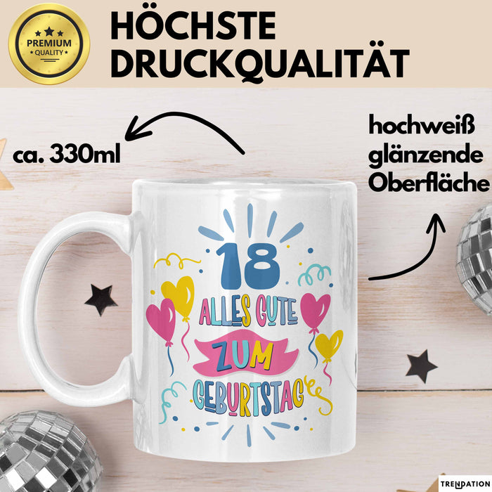 18. Geburtstag Tasse Geschenk Männer Frauen Lustig Alles Gute Zum Geburtstag 18er Geburtstags Grüße Geschenkidee Weiß Trendation