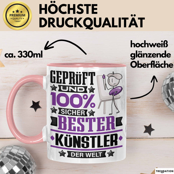 Künstler Geschenk Lustiger Spruch für Künstler Geschenkidee Bester Künstler Der Welt Rosa Trendation