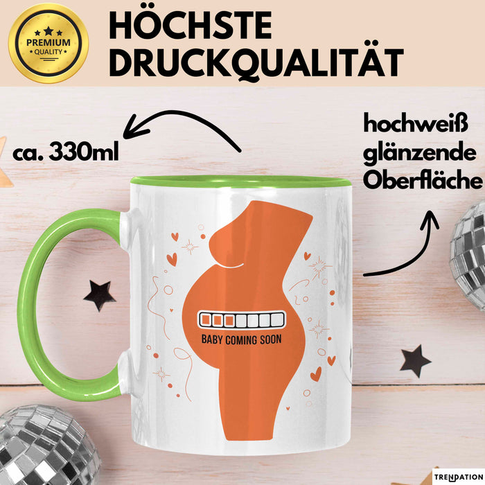 Werdende Mama Tasse Geschenk Lustige Geschenkidee Spruch Für Bald Mütter Grün Trendation