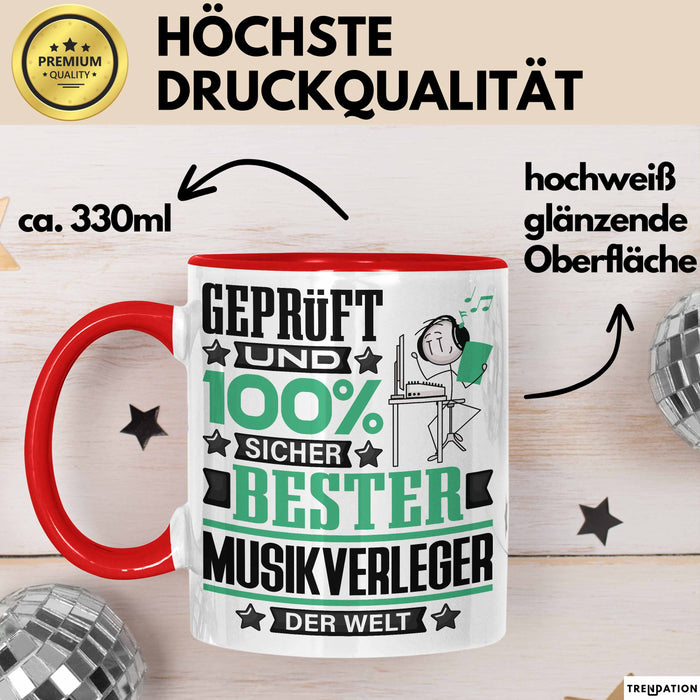 Musikverleger Geschenk Lustiger Spruch für Musikverleger Geschenkidee Bester Musikverleger Der Welt Rot Trendation