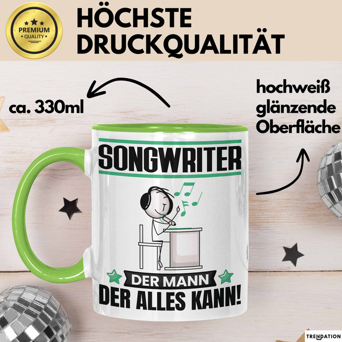 Songwriter Tasse Geschenk für Songwriter Der Mann Der Alles Kann Geschenkidee zum Geburtstag Grün Trendation