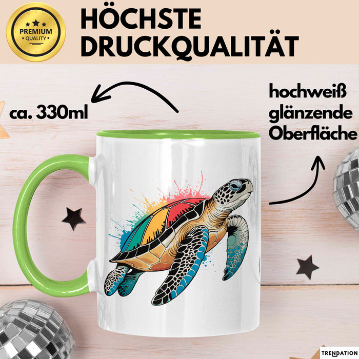 Schildkröte Tierliebhaber Tasse Geschenk Lustige Geschenkidee Spruch Grün Trendation