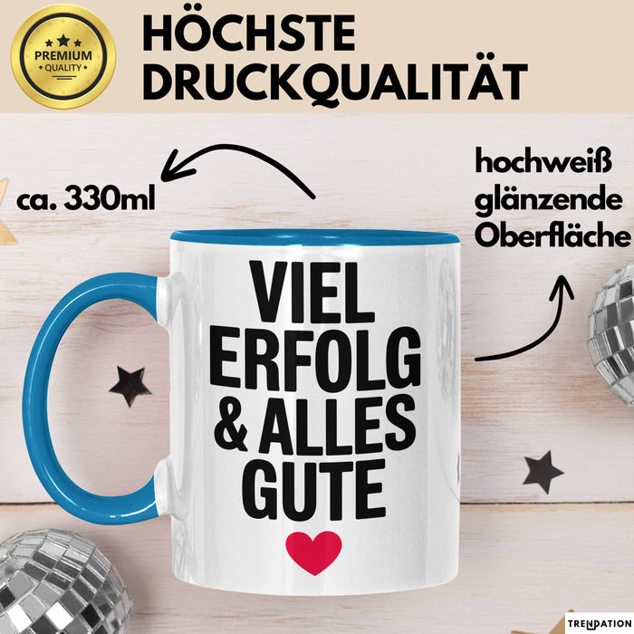Büroarbeit Kollege Abschied Tasse Geschenk Lustige Geschenkidee Spruch Viel Erfolg Und Alles Gute Blau Trendation