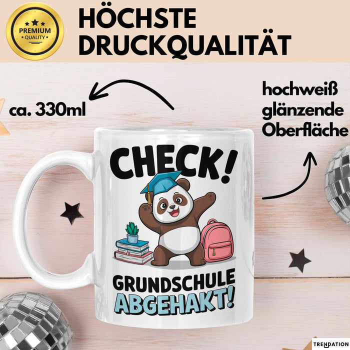 Grundschule Abschied Tasse Becher Geschenk Lustige Geschenkidee Spruch Check Grundschule Abgehakt Weiß Trendation