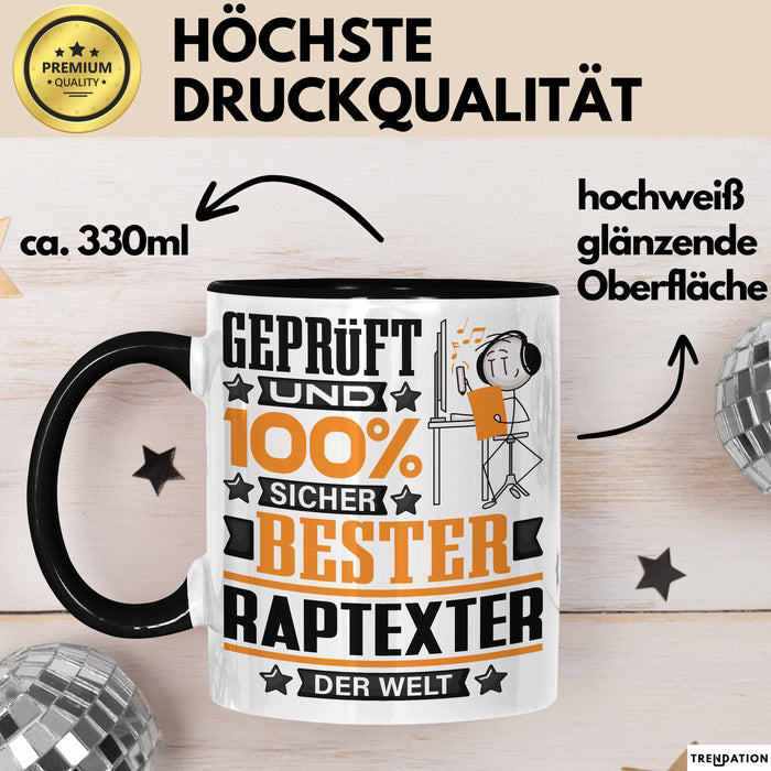 Raptexter Geschenk Lustiger Spruch für Raptexter Geschenkidee Bester Raptexter Der Welt Schwarz Trendation