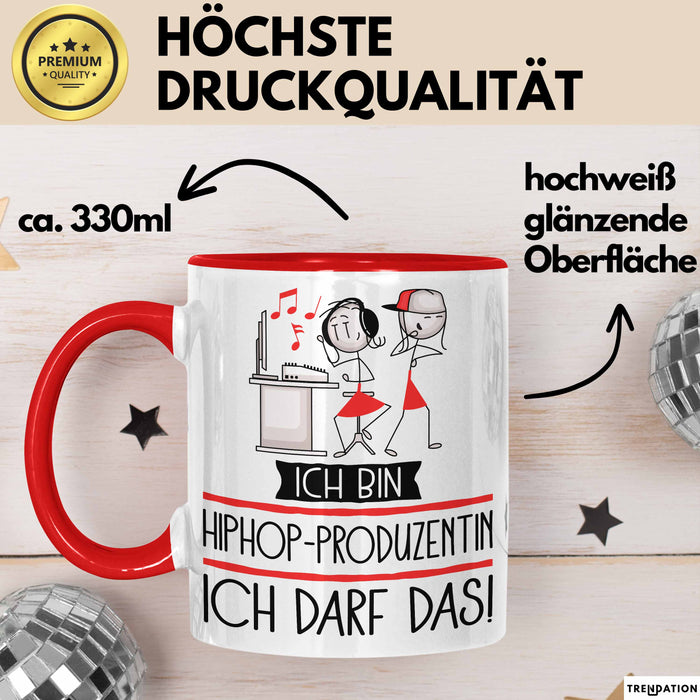 Geschenk für Hiphop-Produzentin Tasse Lustige Geschenkidee Geburtstag Ich Bin Hiphop-Produzentin Ich Darf Das Rot Trendation