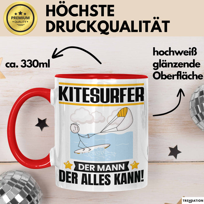 Kitesurfer Tasse Geschenk für Kitesurfer Der Mann Der Alles Kann Geschenkidee zum Geburtstag Rot Trendation