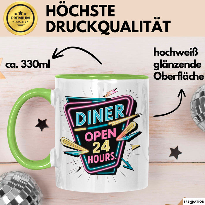 Diner Fan Tasse Geschenkidee für Retro Essen Liebhaber Grün Trendation