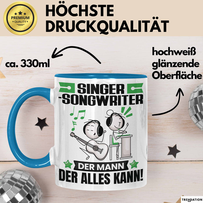 Singer-Songwriter Tasse Geschenk für Singer-Songwriter Der Mann Der Alles Kann Geschenkidee zum Geburtstag Blau Trendation