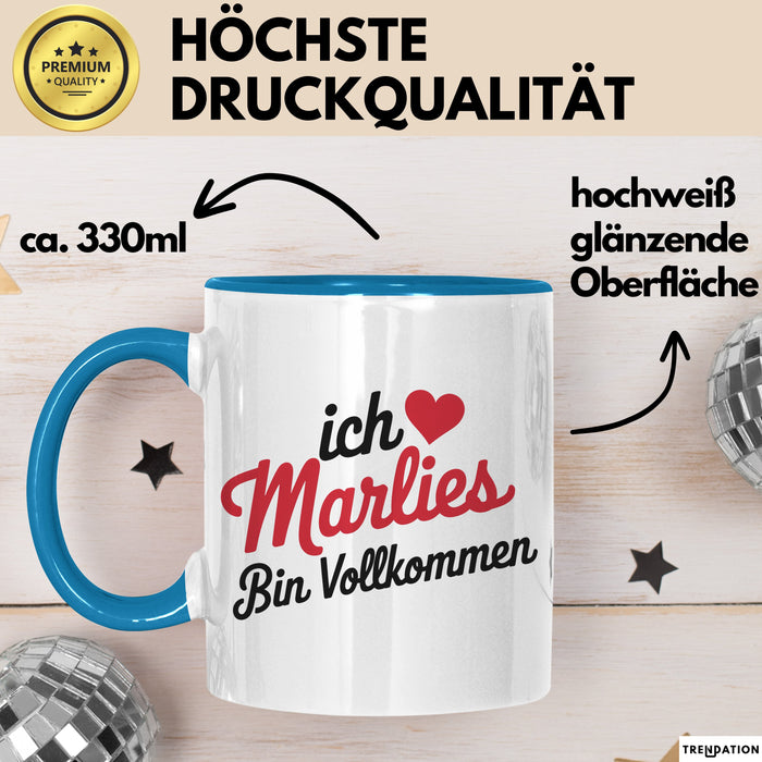 Marlies Tasse Geschenk Ich Bin Vollkommen Marlies Geschenkidee Geburtstag Blau Trendation