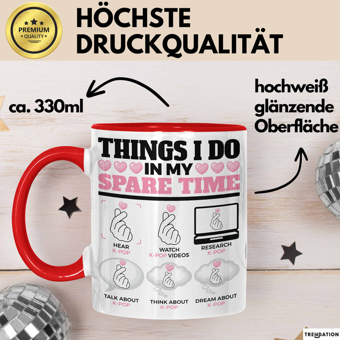 KPop Tasse Geschenk Spare Time Finger Heart Grafik Geschenkidee Rot Trendation