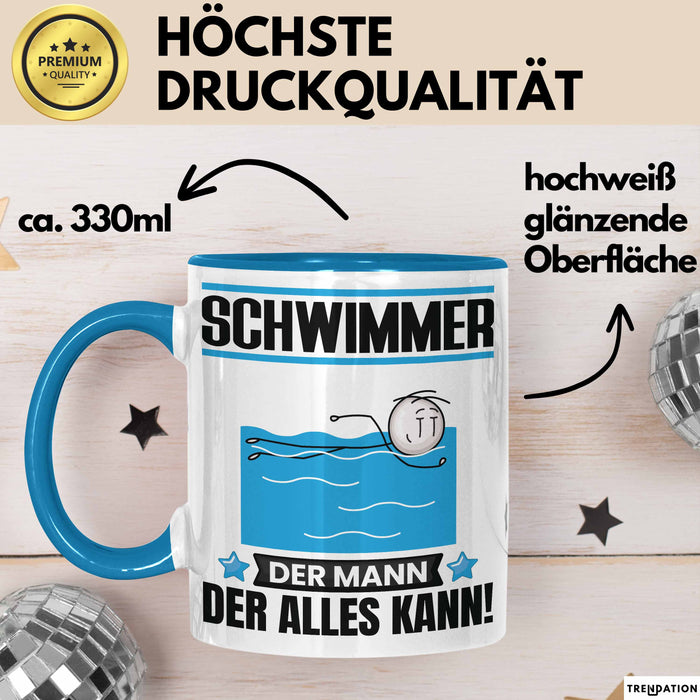 Schwimmer Tasse Geschenk für Schwimmer Der Mann Der Alles Kann Geschenkidee zum Geburtstag Blau Trendation