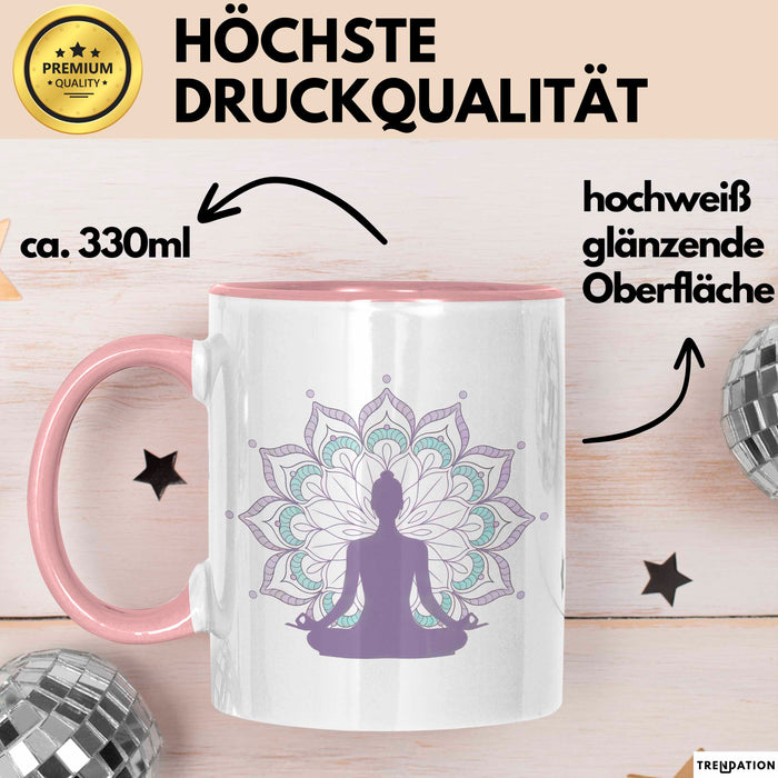 Yoga Liebhaber Tasse Geschenkidee für Zen Posen Suchende Rosa Trendation